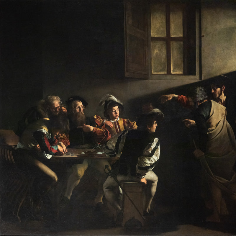 De roeping van Mattheüs, Caravaggio, kunstdruk van willem.