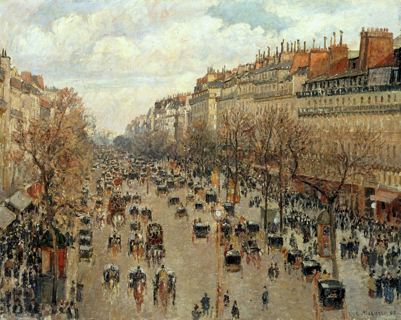 Boulevard Montmartre, namiddag, zon, Camille Pissarro, kunstdruk van willem.