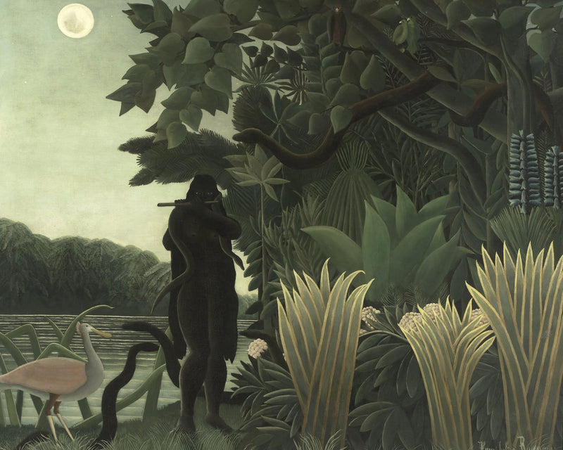 De slangenbezweerster, Henri Rousseau, kunstdruk van willem.