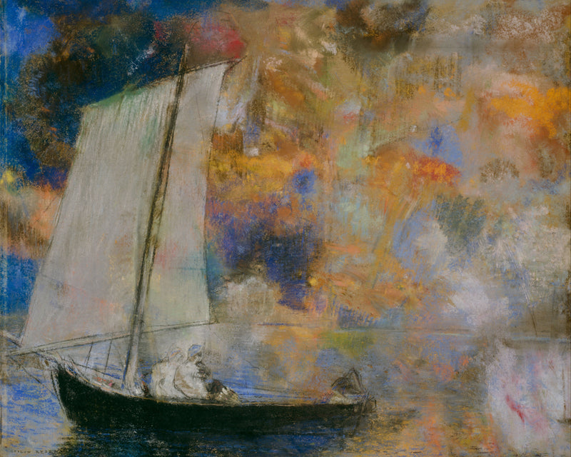 Bloemenwolk, Odilon Redon, kunstdruk van willem.