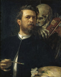Zelfportret met vioolspelende dood, Arnold Böcklin, kunstdruk van willem.