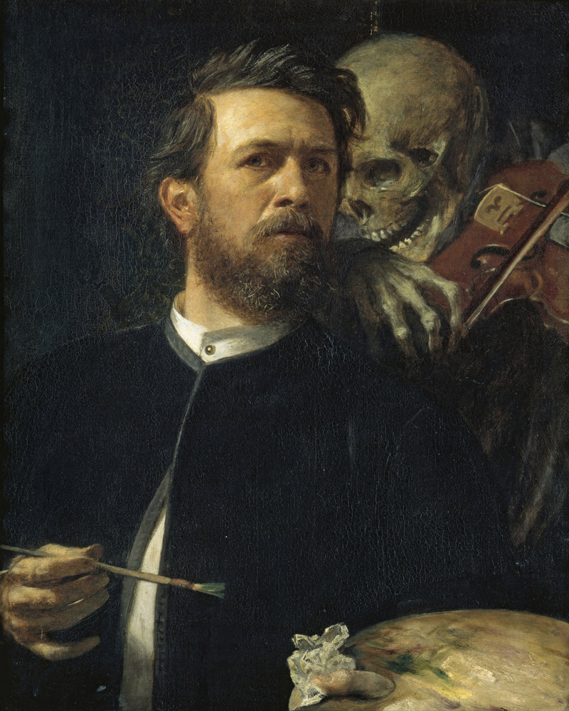 Zelfportret met vioolspelende dood, Arnold Böcklin, kunstdruk van willem.