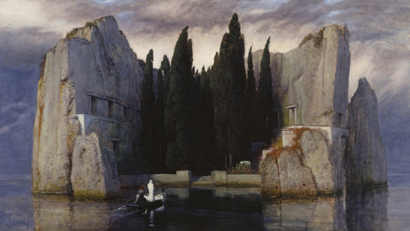 Het dodeneiland III, Arnold Böcklin, kunstdruk van willem.