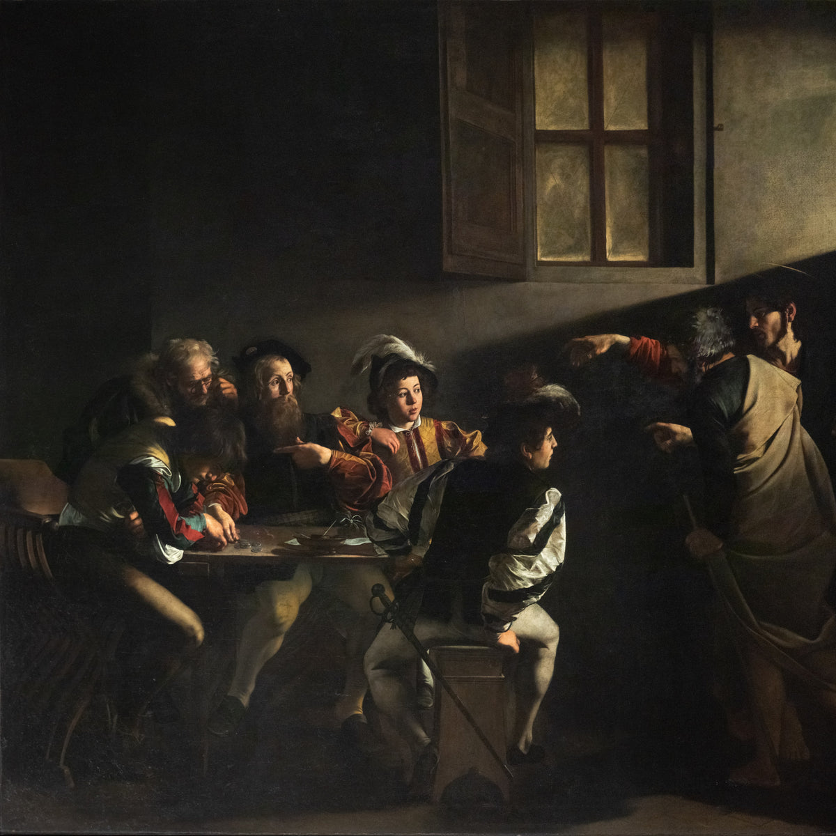De roeping van Mattheüs, Caravaggio, kunstdruk van willem.