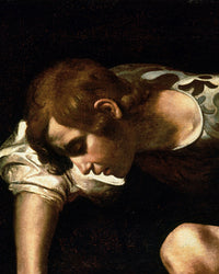Narcissus, Caravaggio, detail