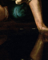 Narcissus, Caravaggio, detail