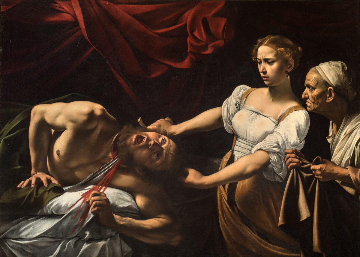 Judit onthoofdt Holofernes, Caravaggio, kunstdruk van willem.