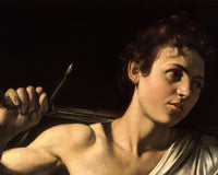 David met het hoofd van Goliat (Wenen), Caravaggio, detail