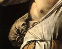 David met het hoofd van Goliat (Wenen), Caravaggio, detail