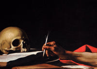 De schrijvende Hiëronymus, Caravaggio, detail