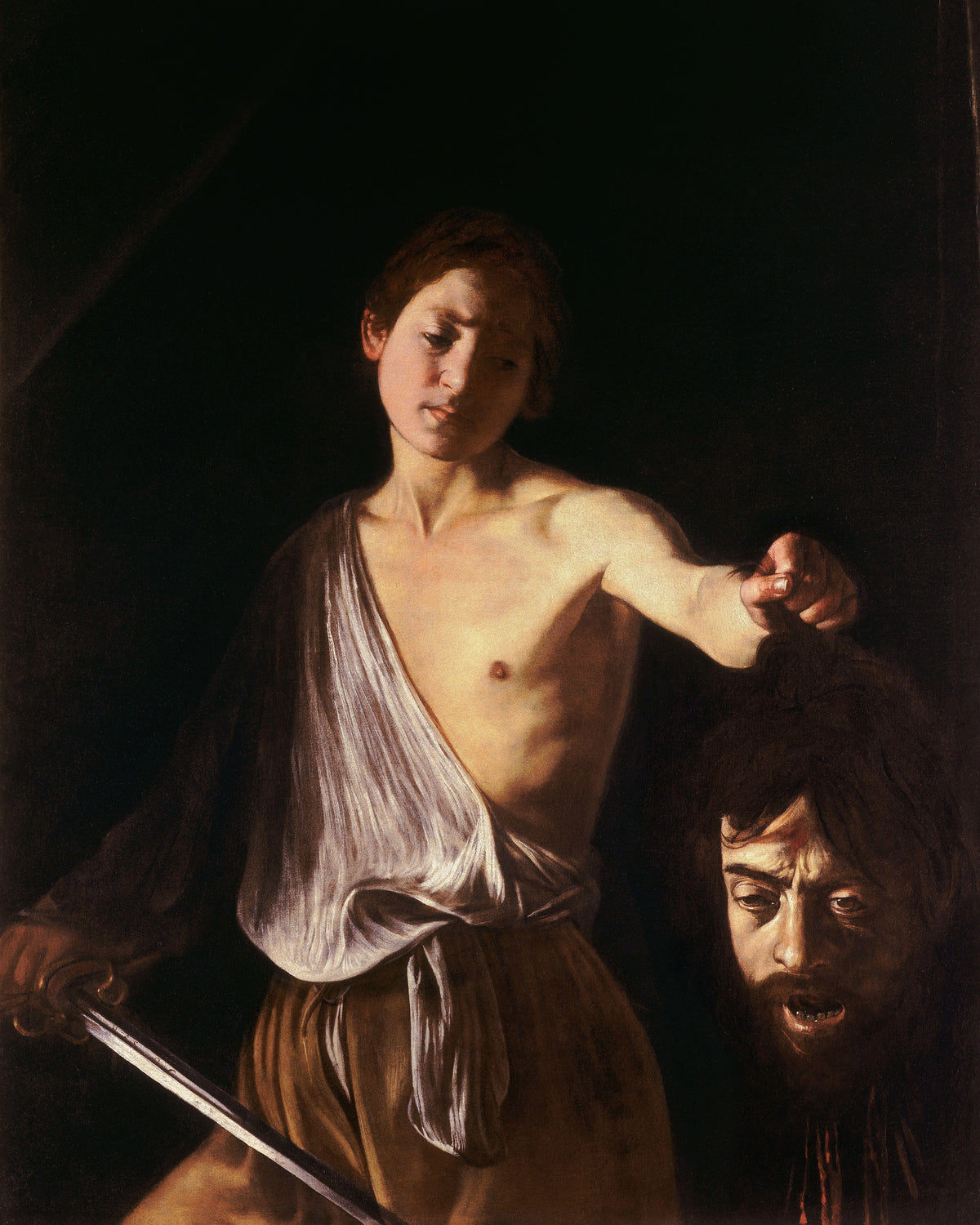 David met het hoofd van Goliat (Rome), Caravaggio, kunstdruk van willem.