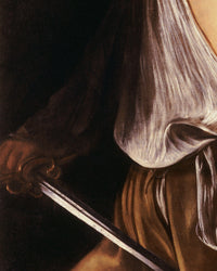David met het hoofd van Goliat (Rome), Caravaggio, detail