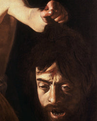 David met het hoofd van Goliat (Rome), Caravaggio, detail