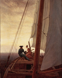 Op de zeilboot, Caspar David Friedrich, kunstdruk van willem.