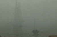 Zeestrand in de mist, Caspar David Friedrich, detail