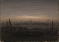 Greifswald in maanlicht, Caspar David Friedrich, kunstdruk van willem.