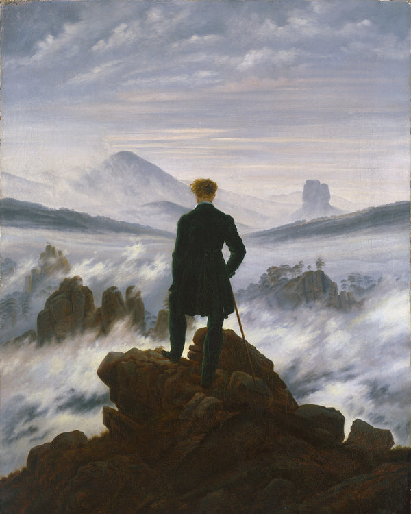 De wandelaar boven de nevelzee, Caspar David Friedrich, kunstdruk van willem.