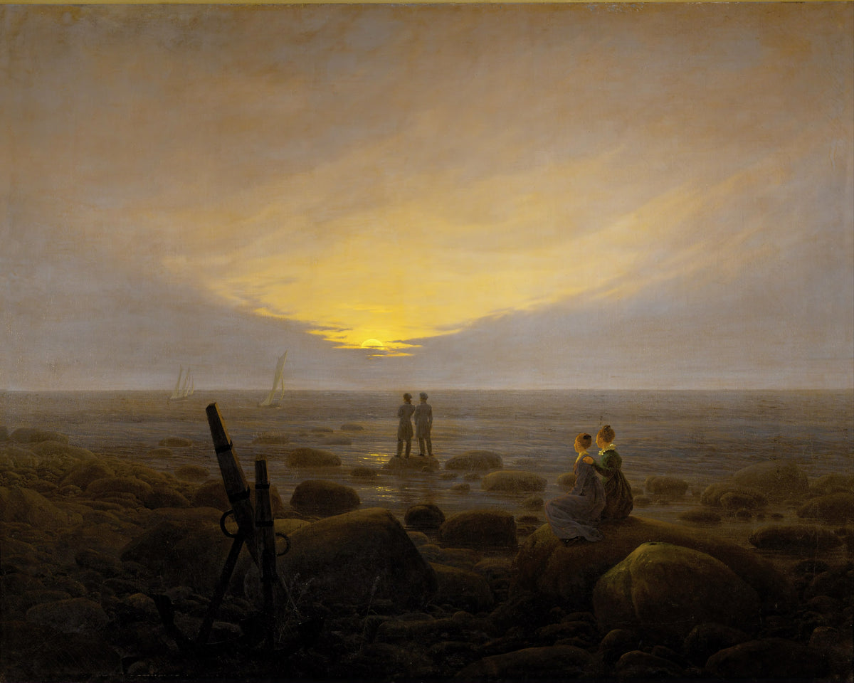 Maansopkomst boven zee, Caspar David Friedrich, kunstdruk van willem.