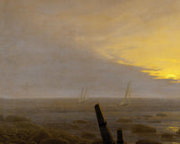 Maansopkomst boven zee, Caspar David Friedrich, detail