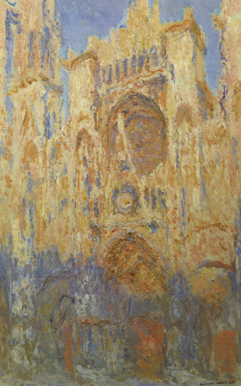 Kathedraal van Rouen, zonlicht, einde van de dag, Claude Monet, kunstdruk van willem.
