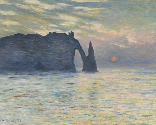 Zonsondergang bij Étretat, Claude Monet, kunstdruk van willem.