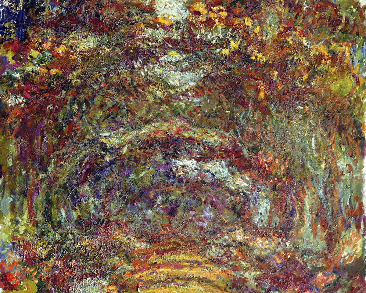 Het rozenpad in Giverny, Claude Monet, kunstdruk van willem.