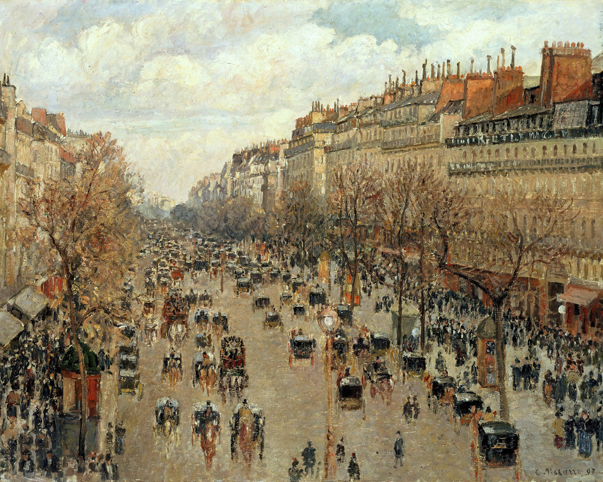 Boulevard Montmartre, namiddag, zon, Camille Pissarro, kunstdruk van willem.