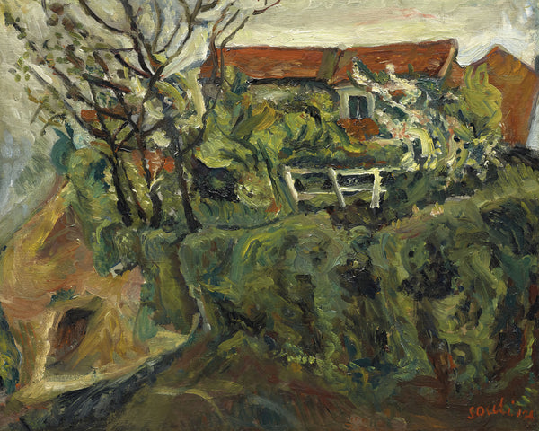Huizen in een landschap, Chaïm Soutine, kunstdruk van willem.