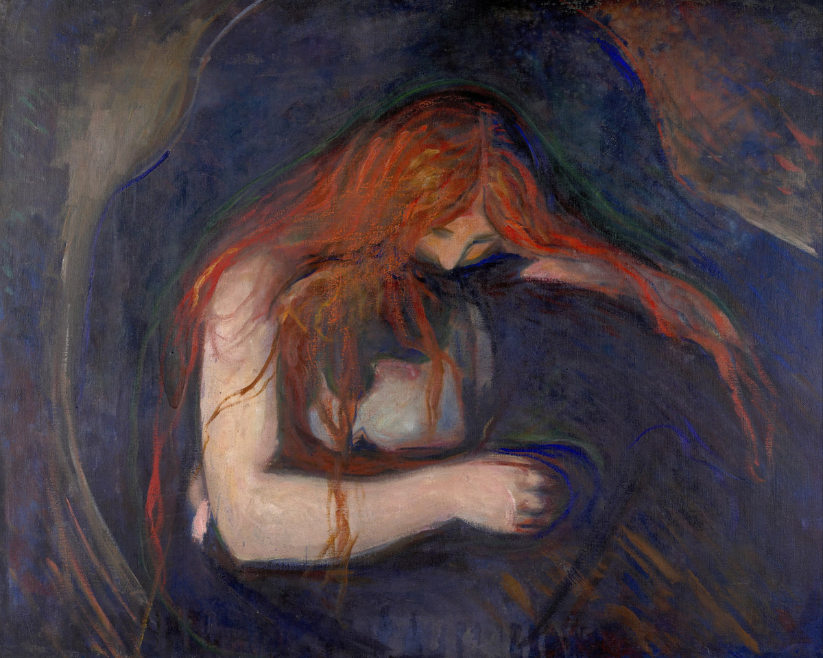 Liefde en pijn (Vampier), Edvard Munch, kunstdruk van willem.