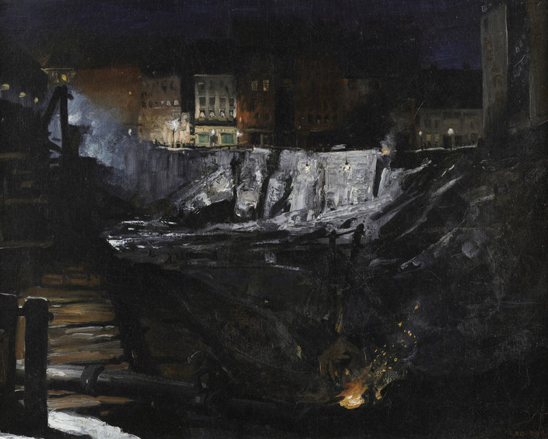 Excavation at Night, George Bellows, kunstdruk van willem.