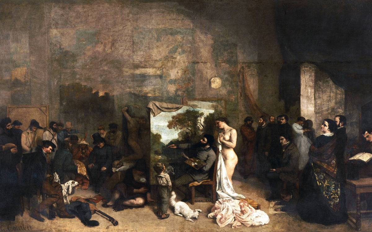 Het atelier van de schilder van Gustave Courbet, 1855, olieverf op doek, Musée d'Orsay