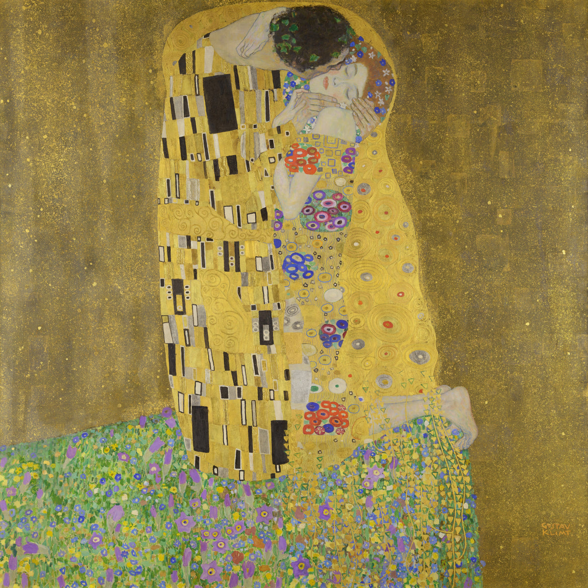 De kus, Gustav Klimt, kunstdruk van willem.