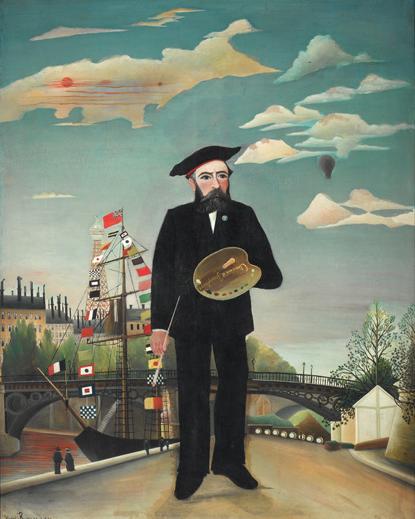 Zelfportret-landschap, Henri Rousseau, kunstdruk van willem.