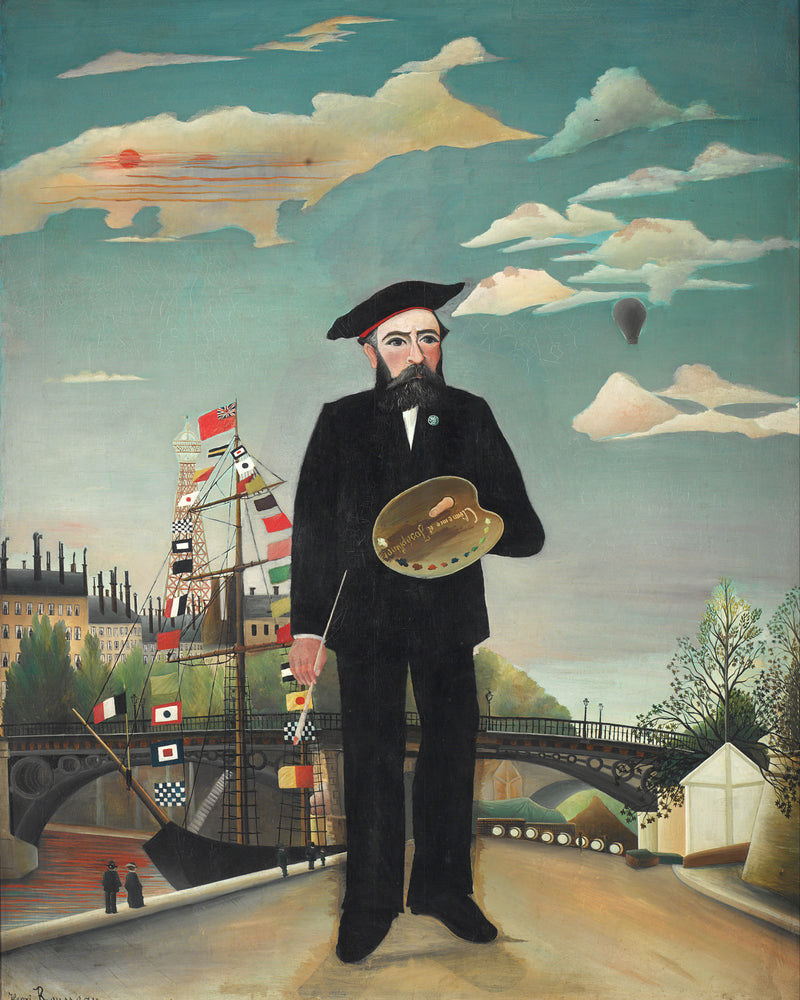 Zelfportret-landschap, Henri Rousseau, kunstdruk van willem.
