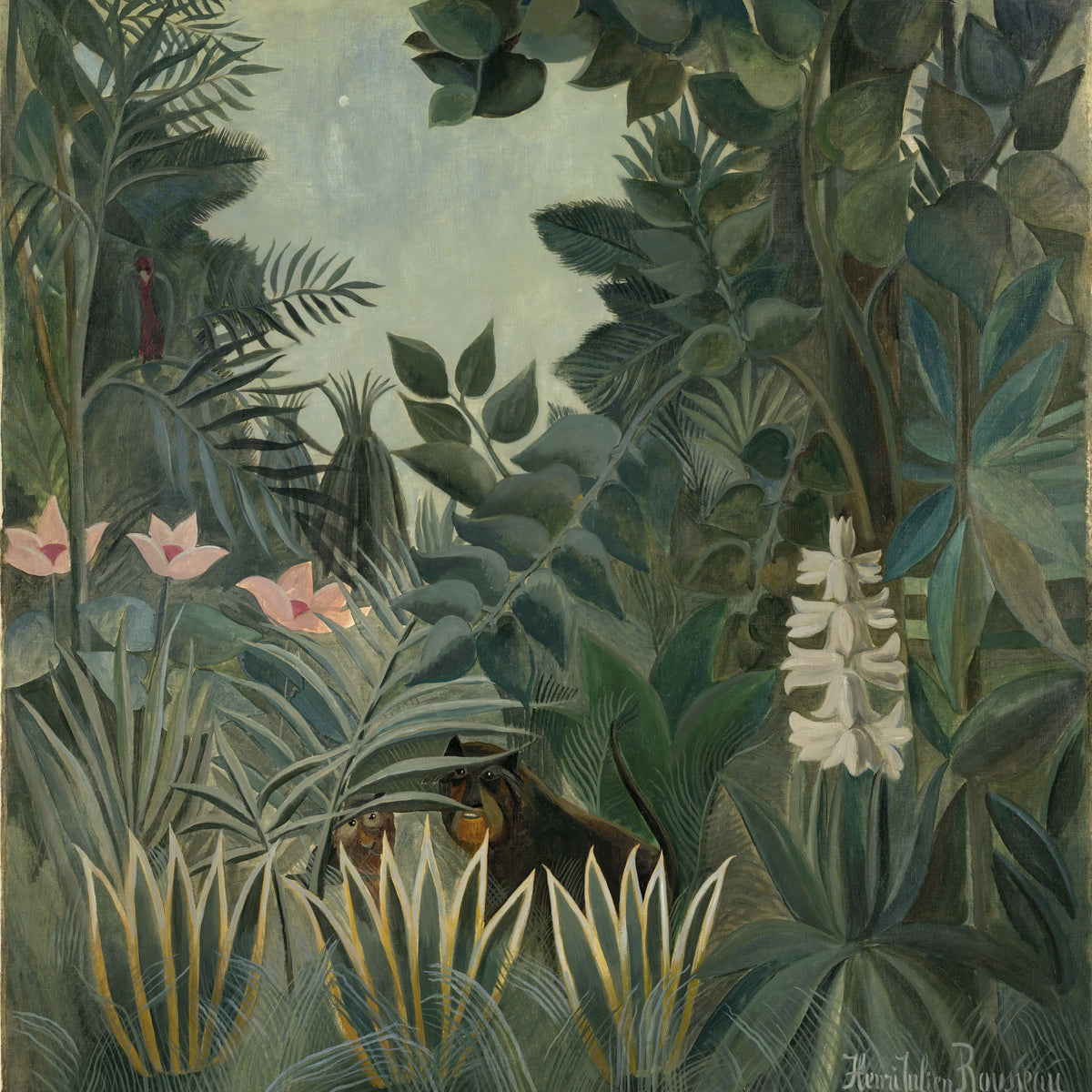 De equatoriale jungle, Henri Rousseau, kunstdruk van willem.