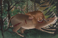 De hongerige leeuw werpt zich op de antilope, Henri Rousseau, detail