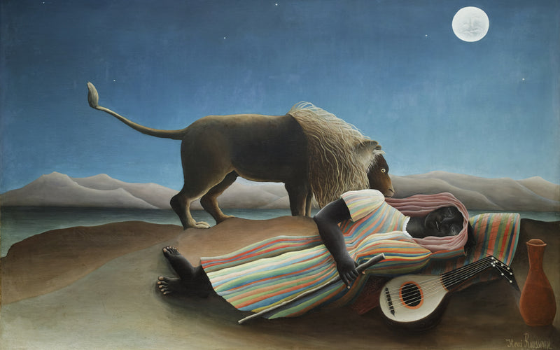 De slapende bohémienne, Henri Rousseau, kunstdruk van willem.