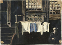 Oud gevel in Delft (studie), Jan Toorop, kunstdruk van willem.