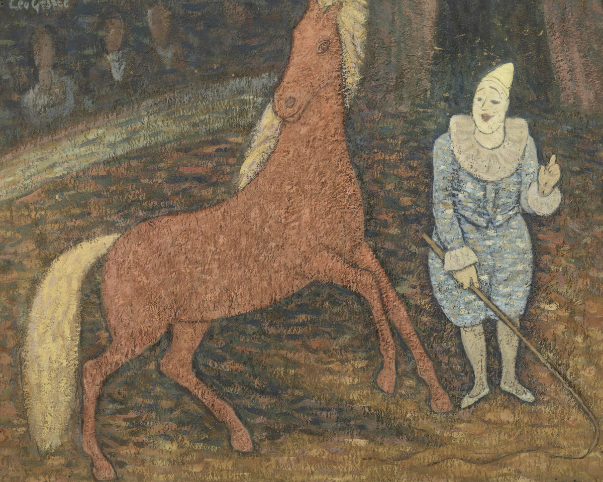 Clown met paard, Leo Gestel, kunstdruk van willem.