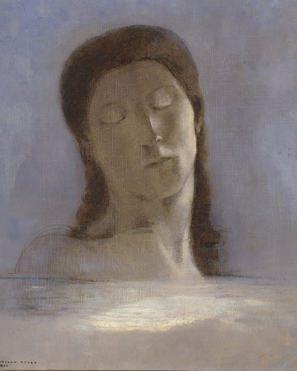 Gesloten ogen, Odilon Redon, kunstdruk van willem.