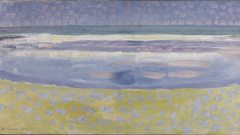 Zee na Zonsondergang, Piet Mondriaan, kunstdruk van willem.