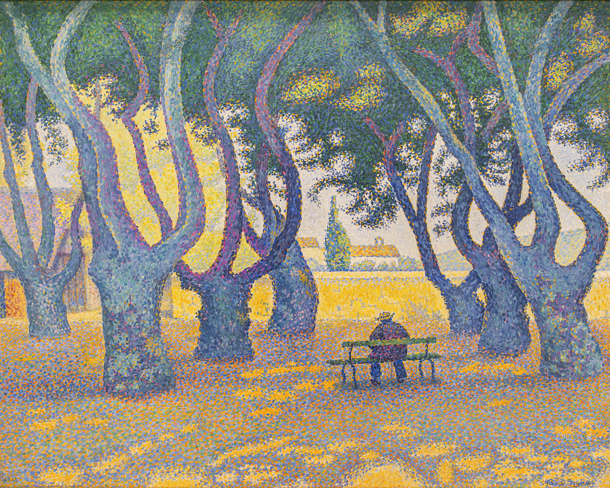 De platanen aan de Place des Lices, Paul Signac, kunstdruk van willem.