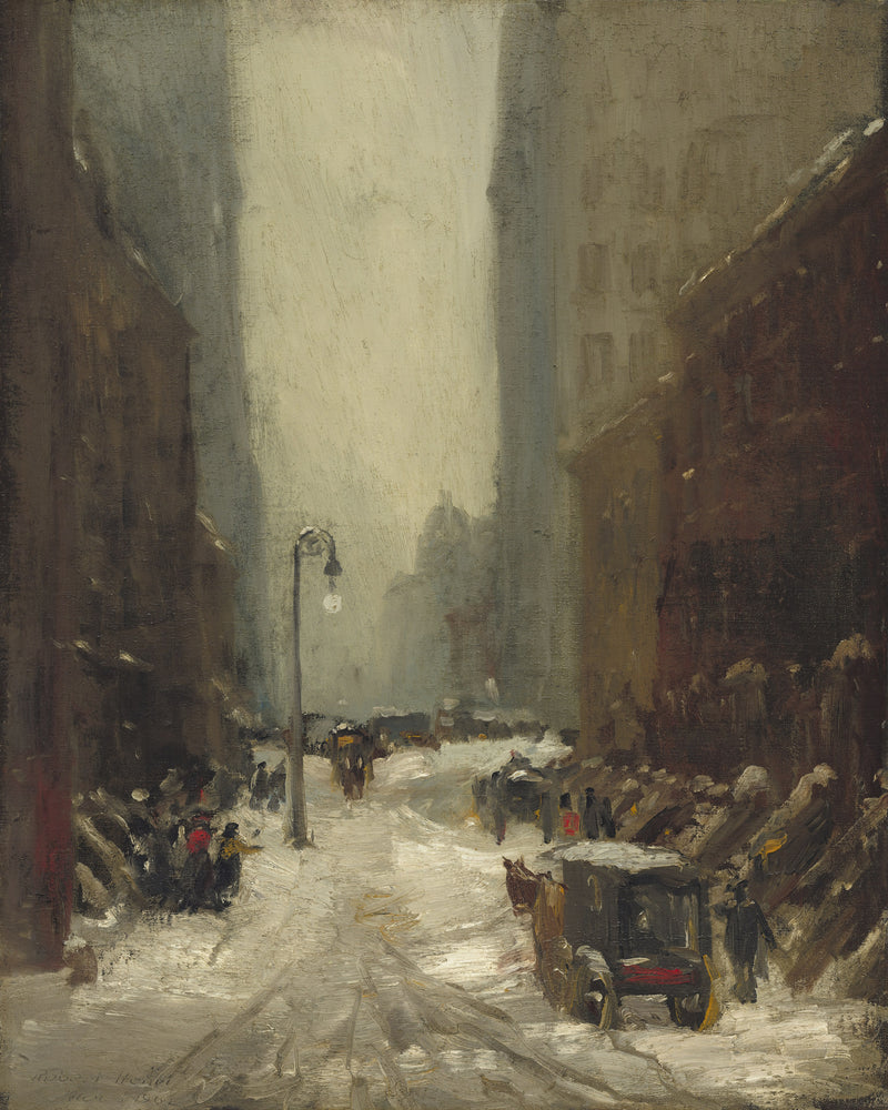 Sneeuw in New York, Robert Henri, kunstdruk van willem.