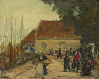 Straatscene in Volendam, Robert Henri, kunstdruk van willem.