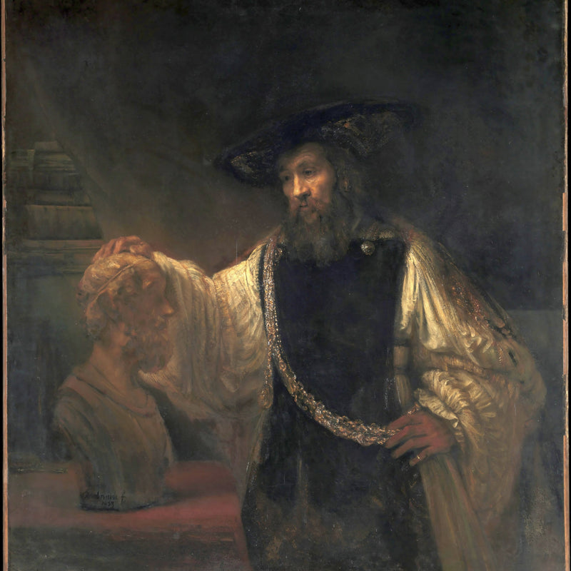 Aristoteles bij de buste van Homerus, Rembrandt van Rijn, kunstdruk van willem.