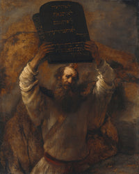 Mozes met de tafelen der wet, Rembrandt van Rijn, kunstdruk van willem.