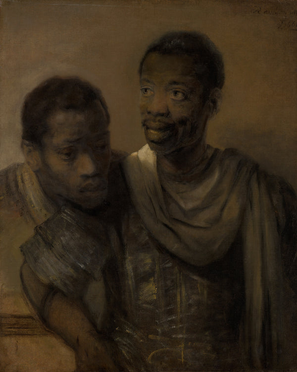 Twee Afrikaanse mannen, Rembrandt van Rijn, kunstdruk van willem.