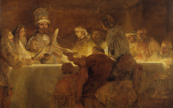 De samenzwering van de Bataven onder Claudius Civilis, Rembrandt van Rijn, kunstdruk van willem.