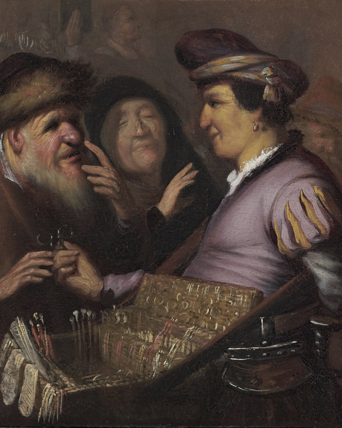 De brillenverkoper, Rembrandt van Rijn, kunstdruk van willem.