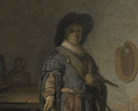 De schilder in zijn atelier, Rembrandt van Rijn, detail